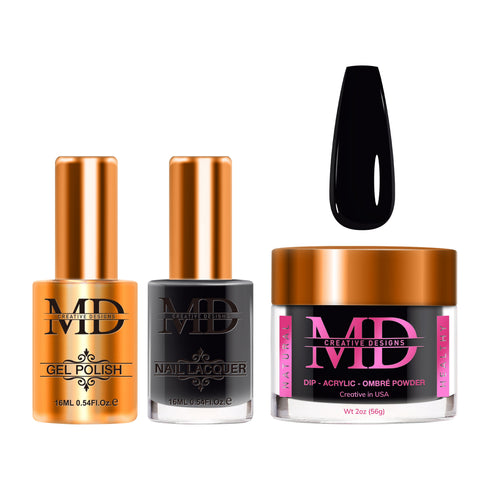 4-in-1 Trio Set - Gel + Lacquer + Dip + Acrylic - SUPER BLACK - K002